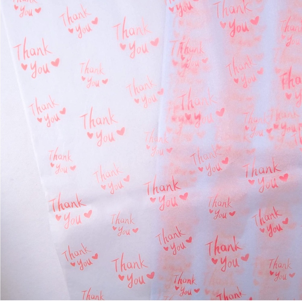 100 Pink Thank You Tissue Paper Sheets, 14x20 PRICE IS FIRM - Picture 5 of 9